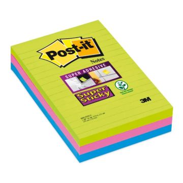 Blok s lepidlom Post-it Super Sticky 102x152 linajkový mix farieb
